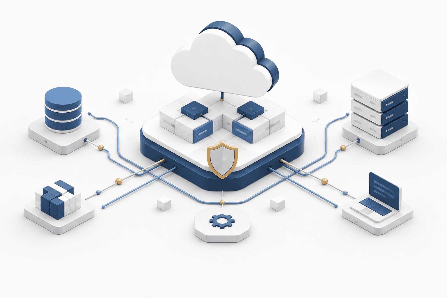 Secure cloud solution architecture connecting applications, data and supporting systems